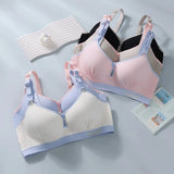 Double Buckle Nursing Bra Anti-sagging Breathable Pregnancy Bralette Pure Cotton Comfortable Nursing Bralette for Breastfeeding