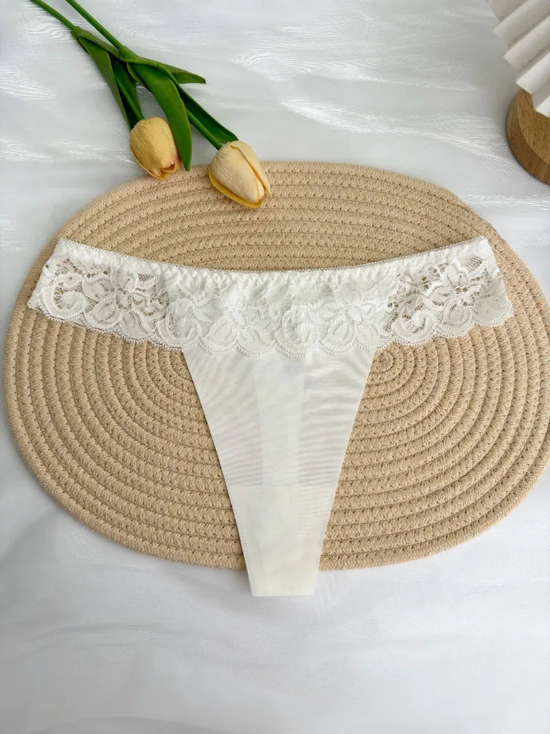 Personalized Custom Thong Name Crystal Letter G-String Low Waisted Lace Thong Ice Silk Bikini Panties Hot Wife Girlfriend Gift
