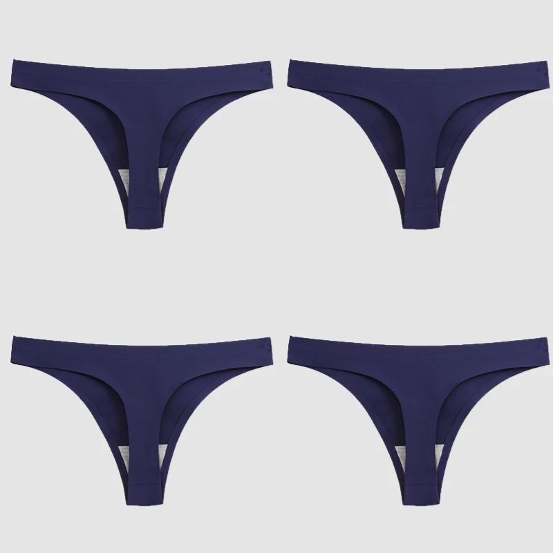 WarmSteps 4PCS/Set Sexy Women Panties Silk Satin Female Thongs Lingerie Soft Cozy Underwear Hot G-Strings Seamless Sports T-Back