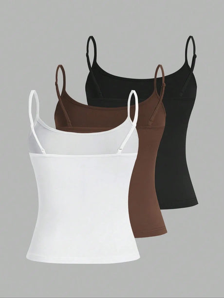 European and American Spring, Summer and Autumn Solid Color Daily Casual Adjustable Suspender Vest Three-Piece Set