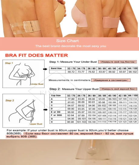 FINETOO 2Pcs Women Invisible Bras Front Closure Bra Sexy Push Up Bra Female Brassiere Strapless Seamless Backless Bralette