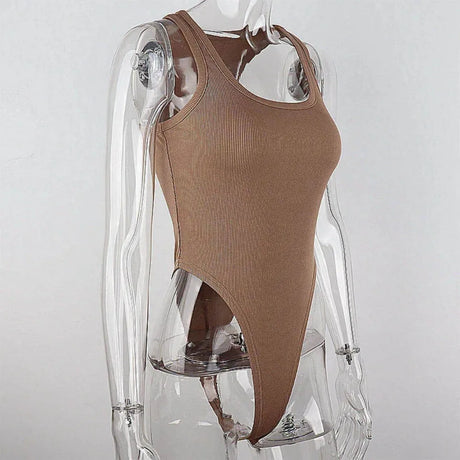 2026 Fashion Sleeveless Knit Bodysuit Hot Summer Sexy Bodycon Off Shoulder Halter Tops Casual Street Bodice For Women Sexy Body