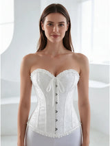 Women Bustier Corset Victorian Gothic Jacquard Front Busk Waist Cincher Halloween Party Wear