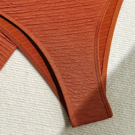 Metal Starfish Brown Bandeau Bikinis Sets 3 Pieces Sexy Swimsuit Cover Up Women 2026 Holiday Swimwear High Cut Bather Beach Wear