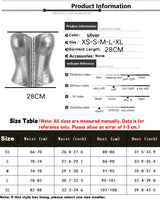 Women's Silver Metallic Strapless Corset Bustier Front Hook Back Lace-Up Waist Cincher Party Top