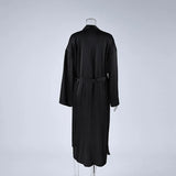 Simulated Silk Lace Splicing Pajamas 2026 Spring New Sexy Nightgown Lace-Up Robe Two-Piece Set Women's Home Wear