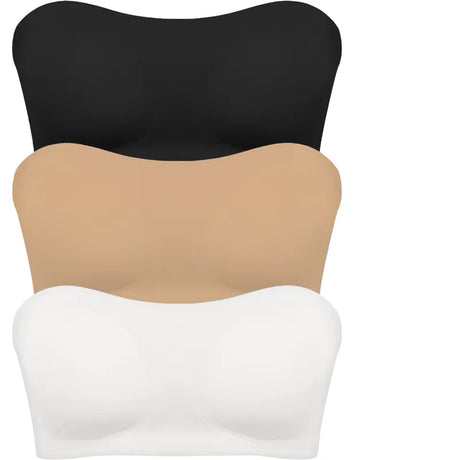 Women's Sexy Strapless Push Up Bra Removable Padded Seamless Ice Silk Top Women Invisible Beauty Back Anti-slip Off-shoulder Bra