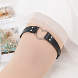 Punk Black Heart Leather Sword Belt Waist Garter Handmade Body Bondage Sexy Leg Suspenders Harness Stockings Belts for Women