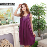 Plus Size Sexy Women Ice Silk Sleepwear Female Nightgown Women Nightwear for Ladies Night Shirts Home Clothing
