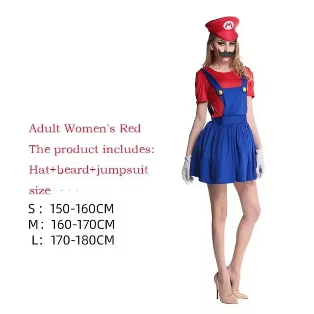 Game Luigi Brothers Uniform Set Cosplay Costumes Funny Anime Adult Men Jumpsuit Woman Dress Halloween Costume