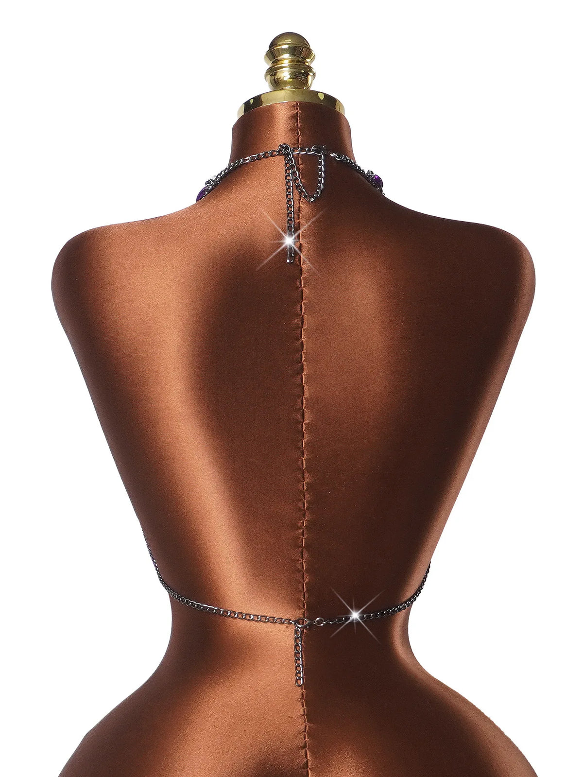 Women Sexy Backless Shine Diamond Body Chain Exotic Tanks Novelty Hollow Out Chest Chains Decor Bustier Tops Nightbar Clubwear