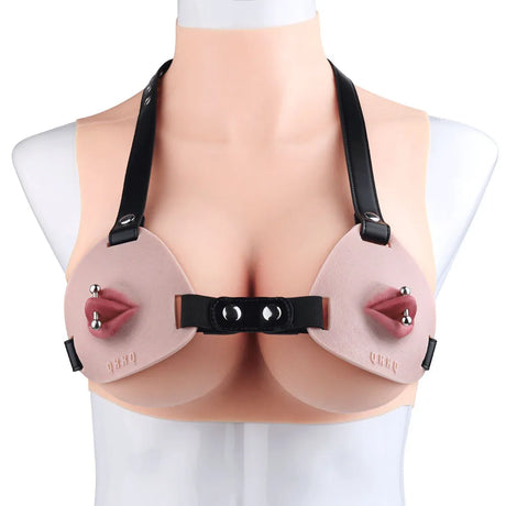 Female Fake Mouth Lip Ring Labia Wearing Silicone Lingeries Exotic Accessories Adjustable Underwear Couple Play Woman Adult Toys