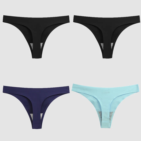 WarmSteps 4PCS/Set Sexy Women Panties Silk Satin Female Thongs Lingerie Soft Cozy Underwear Hot G-Strings Seamless Sports T-Back