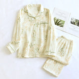 100% Cotton Gauze Women Pajamas Polka Dot Print Sleepwear 2025 Spring Female 2 Piece Set Nightwear Lady Pyjamas Loungewear