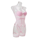 MUZISKAT Mesh  Lingerie Luxury Brand Bodysuit Backless Tops for Women 3 Piece Lingerie Set with Garter Sexydresses for Women