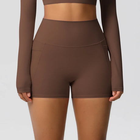 Solid Color Yoga Pants With Pockets Quick Drying High Waisted Gym Push Up Yoga Shorts for Woman Breathable Workout Fitness Short