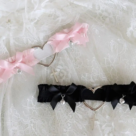 Y1AC Garter Belt for Cross Pendant Bowknot Leg Ring Thigh Sexy Harajuku