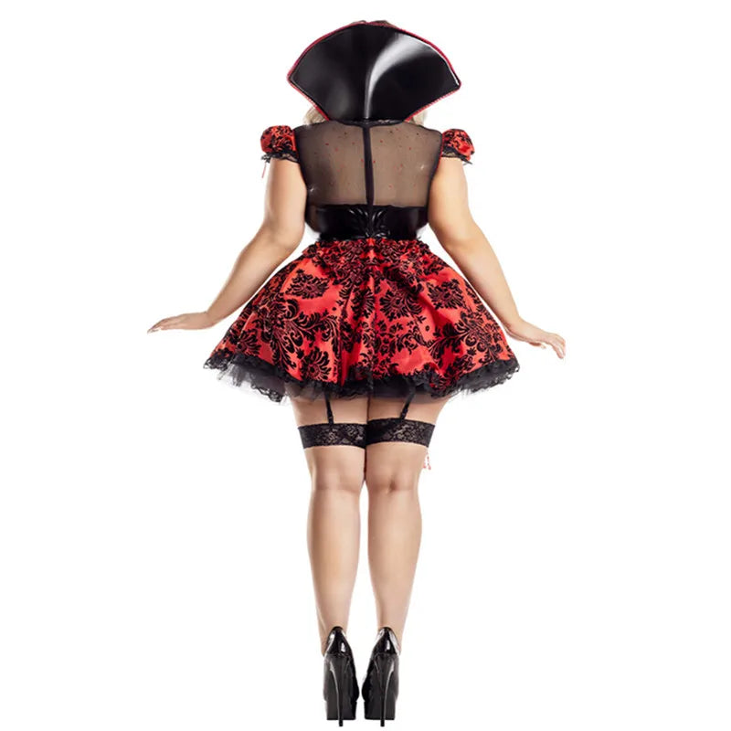 Halloween Day of the Dead Cosplay Sexy Evil Red Witch Costume Purim Masquerade Palace Horror Vampire Queen Masquerade Dress Up
