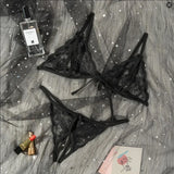 Sexy Lingerie Woman Transparent Underwear Micro Bikinis Porn Lingerie Sex Set Crothless Lace Bow Underwear Erotic Stockings