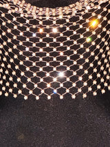 ling Pink Crystal Net Vest with Sequins Women Deep V Neck Dance Clubwear Trendy Fashion for Nightclub Bikini Cover Up
