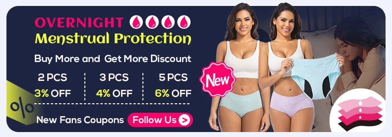 Moonful Women's Menstrual Panties High Waist Leak Proof 4 Layer Breathable Lace Period Underwear Girls Absorbent Brief