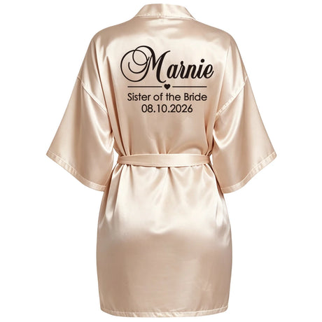 Customized Name Date Wedding Bathrobe Faux Silk Bridal Robe Bride Bridesmaid Wedding Robes Woman Bachelorette Hen Party
