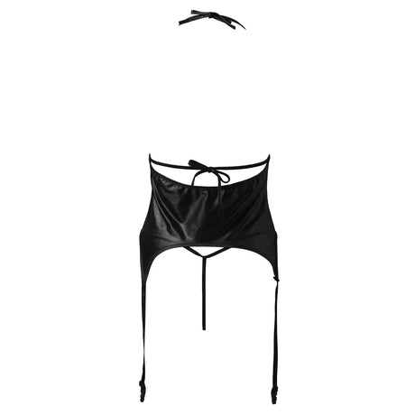 2 Piece Women Underwear Sets Vintage Rivet Latex Leather Corset Bodysuit Garters With Thongs Sexy Lingerie Clubwear Leotard