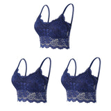 3PCS Women's Lace Bras Top Comfortable Bralette Solid Color Sexy Underwear Vest Female Hollow Out Wireless Lingerie Seamless Bra