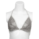 IngeSight.Z Sexy Shiny Rhinestone Mesh Underwear Bra Chest Chain for Women Luxury Crystal Summer Beach Festival Body Jewelry