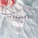 Custom Thongs With Jewelry DIY Crystal Letter Name Low-rise Briefs T-back String Underwear For Women Sexy Nightclub Body Jewelry