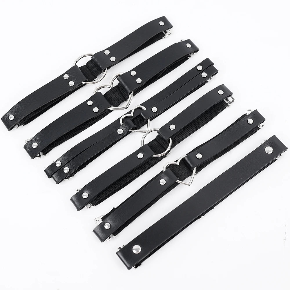 Punk Black Heart Leather Sword Belt Waist Garter Handmade Body Bondage Sexy Leg Suspenders Harness Stockings Belts for Women