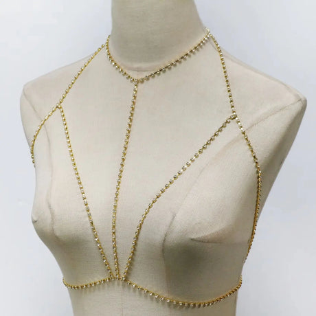 1Pcs Light Luxury Sparkling Rhinestone Shoulder Chain Necklace Silver Color Tassel Multilayer Body Chest Chain Jewelry For Women