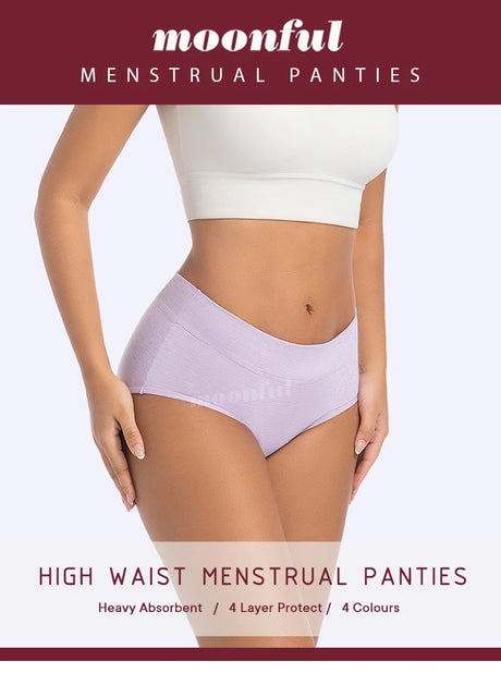 Menstrual Panties Woman Super Absorbent Menstrual Panties High Waist Bamboo Fiber Leakproof Menstruation Period Underwear Girl