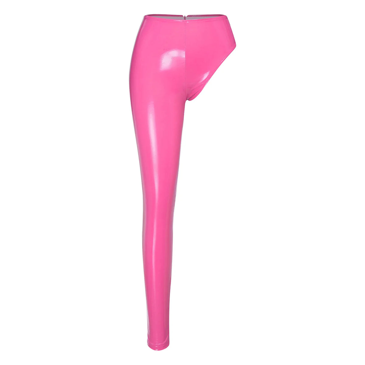 Womens Patent Leather Single-leg Pants Clubwear Glossy High Waist Leggings Tights Trousers for Rave Nightclub Party Pole Dance