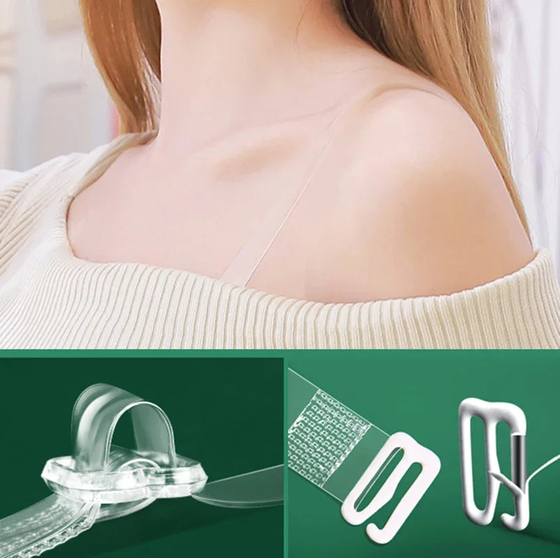 Women Clear Bra Straps Invisible Transparent Elastic Bra Belt Shoulder Straps Adjustable Underwear Intimates Accessories for PC