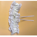 Women Lace Bow Silky Smooth Satin Elastic Thigh Strap Garter Belt Sexy Thigh Bands Party Bride Leg Garter Cosplay Tea Time