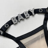 Rhinestones Sexy Girls Thong Lace Women Panties Letter G String Diamonds Briefs Hot Erotic Underwear Low Waist Female Intimates