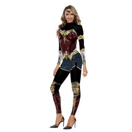 Zawaland Justice Wonder Costume Woman Cosplay Movie Bodysuit Party Sexy Jumpsuit Superwoman Stage Performance Zentai Outfits
