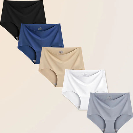FINETOO 5Pcs Women's Panties Seamless Underwear Invisibles Briefs High Waist Full Coverage Breathable Moisture Wicking Underpant