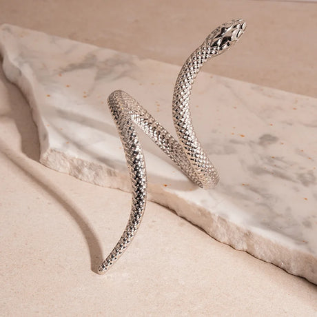 New Arrival Snake Shaped Cuff Bracelet Ring Set for Women Exaggerated Metal Unique Design Bracelet Fashion Jewelry Set