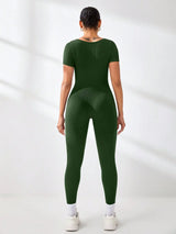 Women's Slimming Sexy Yoga Sports Jumpsuit Spring Summer Threaded Square Collar Lifting Buttocks Design Comfortable Active Wear