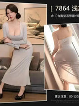 Gentle Chest Cushion Seductive Thin Sheer Seductive Revealing Chest Home Set Sexy Dress Elegant Long Dress Hot Sexy Women STF7