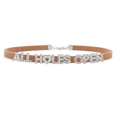 Sexy Bad Words All Holes Open Letters Choker Necklace Women Men Suggestive Adult Chocker Collar Cosplay Custom Jewelry Gift