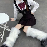 Women Faux Fur Leg Warmers Women Fall Leggings Jk Boots Stocking Girls Lolita Punk Boot Cover Harajuku Fur Foot Warming Cover