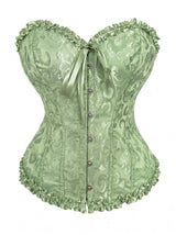 Women Bustier Corset Victorian Gothic Jacquard Front Busk Waist Cincher Halloween Party Wear