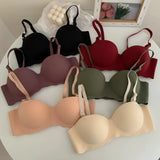 Women's Small Chest Underwear Seamless Push Up Bras Wireless Bralette Detachable Straps Breathable Brassiere Backless Lingerie