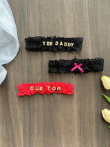 Women Custom Name Bow Leg Ring Sexy Personalized Name Lace Garter Leg Loop Wedding Garters Bridal Cosplay Thigh Ring Lovers Gift