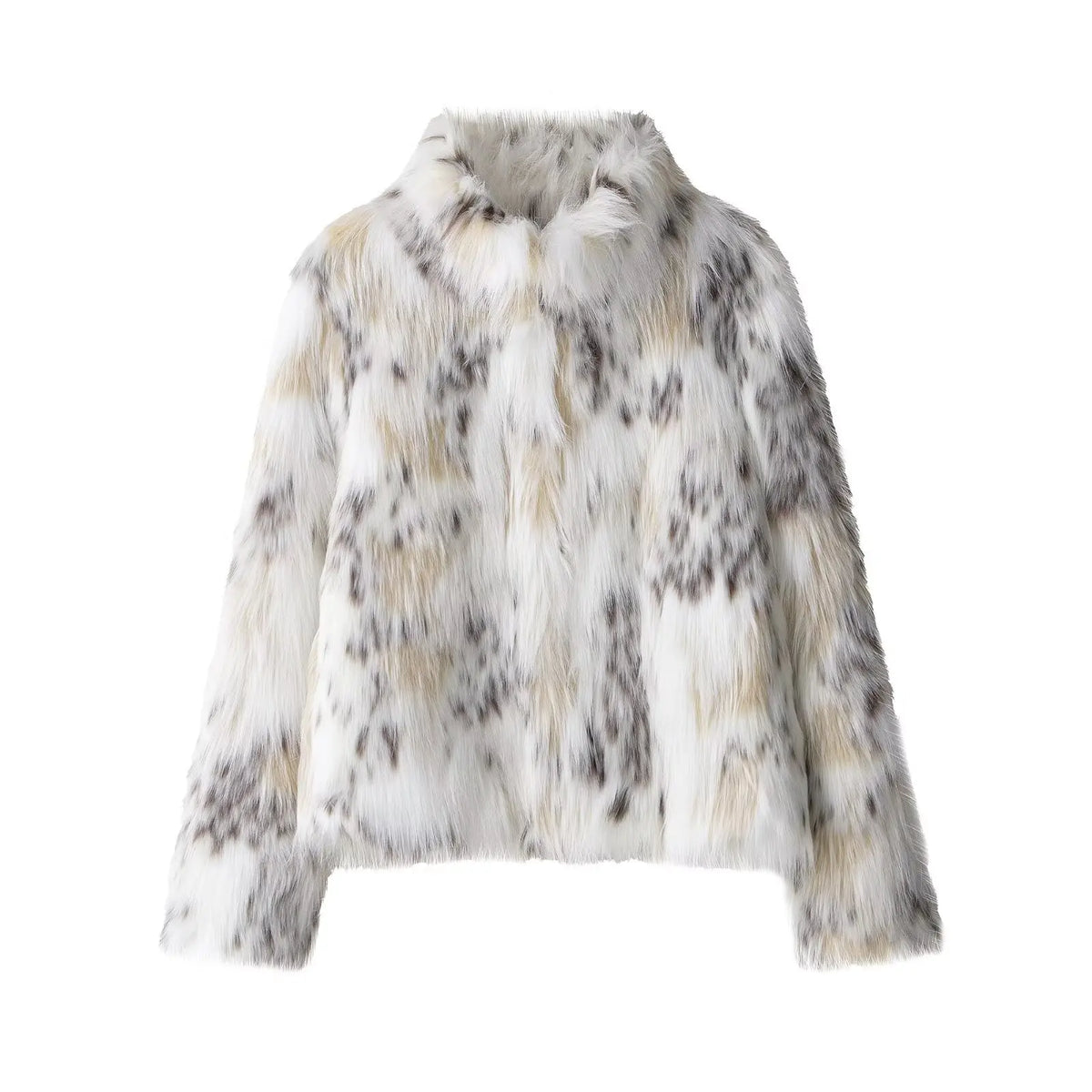 Short Stand Faux Fur Jacket White Loose Luxury Plush Coat Stylish Long Sleeves Women's Furry Jacket Winter New Fluffy Outerwears