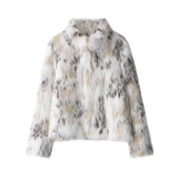 Short Stand Faux Fur Jacket White Loose Luxury Plush Coat Stylish Long Sleeves Women's Furry Jacket Winter New Fluffy Outerwears