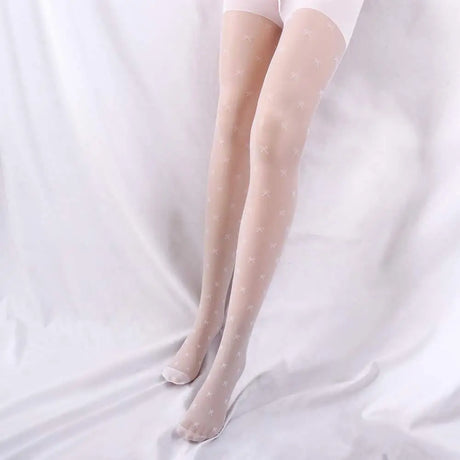 New Fashion Women Pantyhose Tights Sexy Stocking Bow Knot Tight for Ladies Black and White Thin Transparent Socks